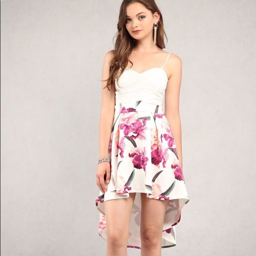 Formal White Lace Floral Long Dress